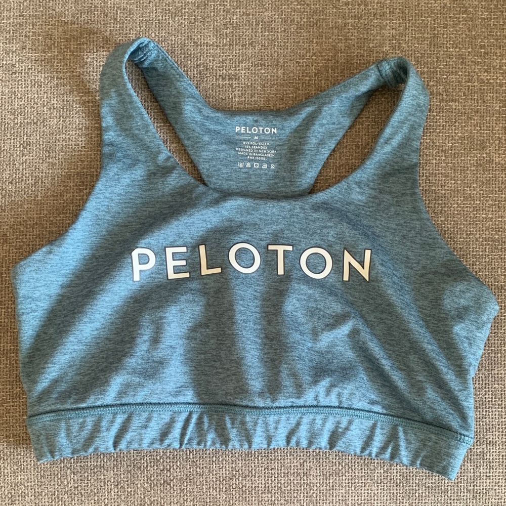 Peloton Teal Sports Strappy Back Bra Activewear Top Medium